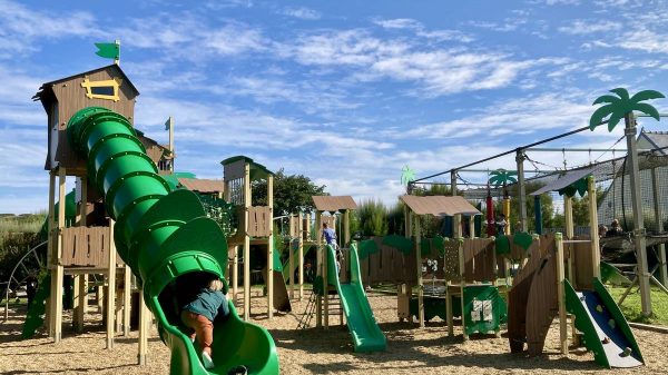 Les enfants s'amusent dans l'aire de jeux