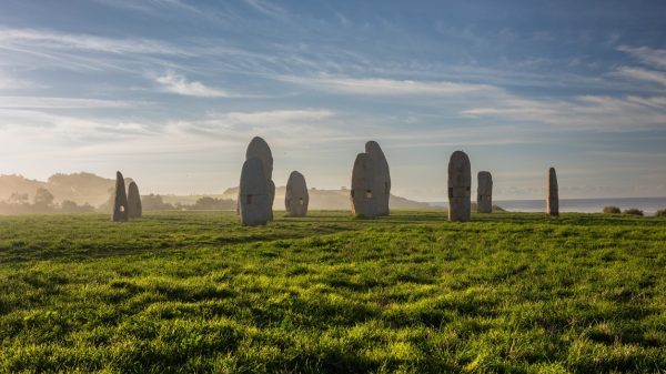 De uitlijning van menhirs in Carnac