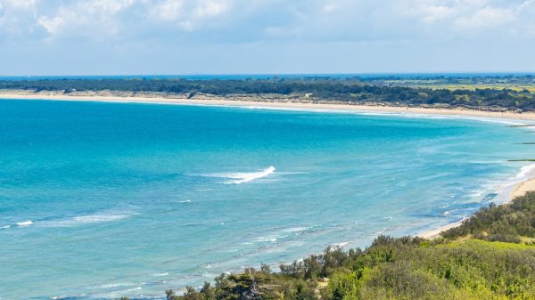 Vue panoramique sur la plage de la Conche des Baleines sur l’île de Ré